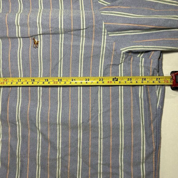 Ralph Lauren Men’s 17 1/2 X 35 Blue Green Orange Striped Button Down shirt - Picture 8 of 9